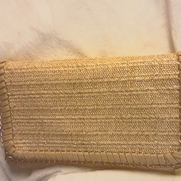 Handbags - Woven & chain clutch